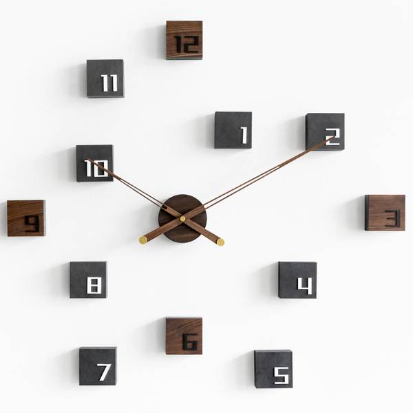 Wanduhr Wanduhren Cus Schwarz - Braun - Holzwerkstoff - 83 x 76 x 4 cm