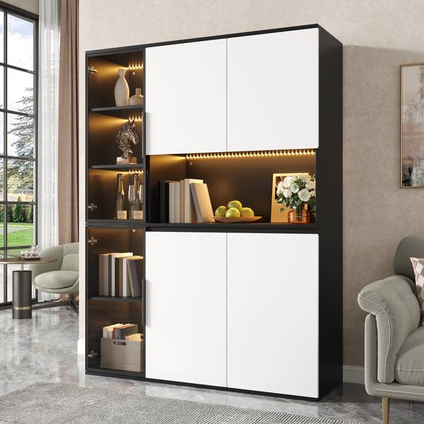 Hochschrank Ourea Ⅶ Schwarz - Weiß - Holzwerkstoff - 120 x 160 x 40 cm