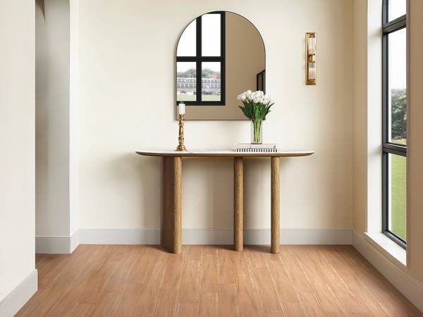 Konsolentisch MODREYO Braun - Weiß - Keramik - Massivholz - 40 x 80 x 150 cm