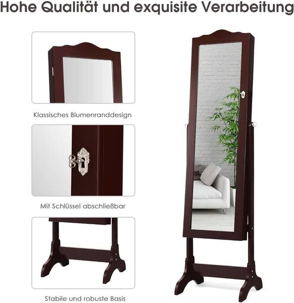 Sieradenkast VH32993ORNL bruin - plaatmateriaal op houtbasis - 37 x 160 x 42 cm