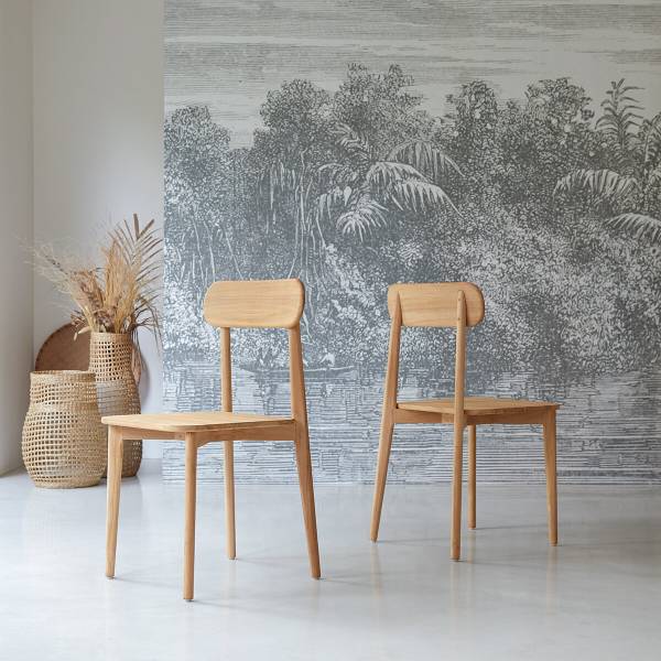 Stuhl Jonàk Beige - Teakholz - 48 x 88 x 52 cm