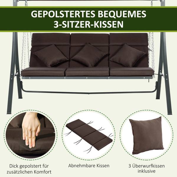 Hollywoodschaukel 84A-139BN Metall - 118 x 168 x 198 cm