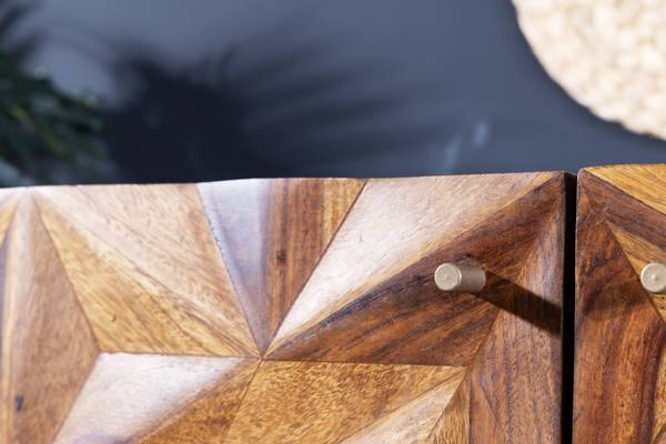 Sideboard ALPINE Braun - Gold - Sheesham - 145 x 73 x 43 cm