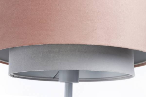 Stehlampe Jasmin Grau - Pink - Velours - 34 x 34 x 150 cm