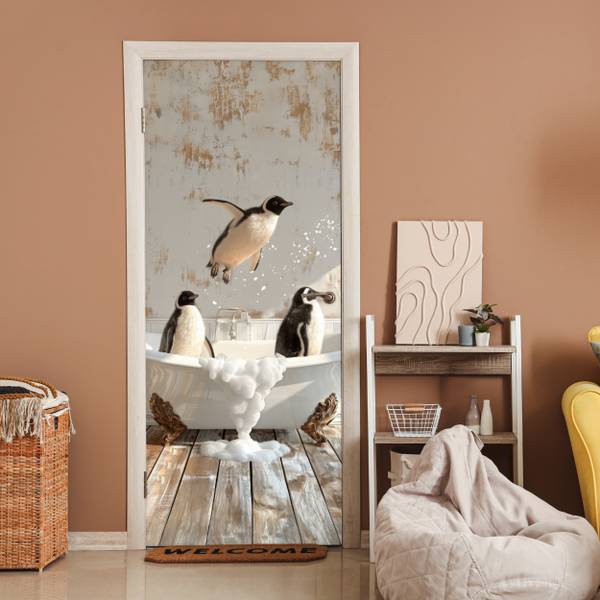 FOTOTAPETE TÜR Pinguine 90 x 205 cm