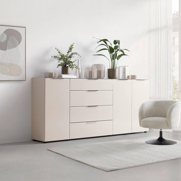 Sideboard SIENA Beige - Holzwerkstoff - Glas - 226 x 99 x 40 cm