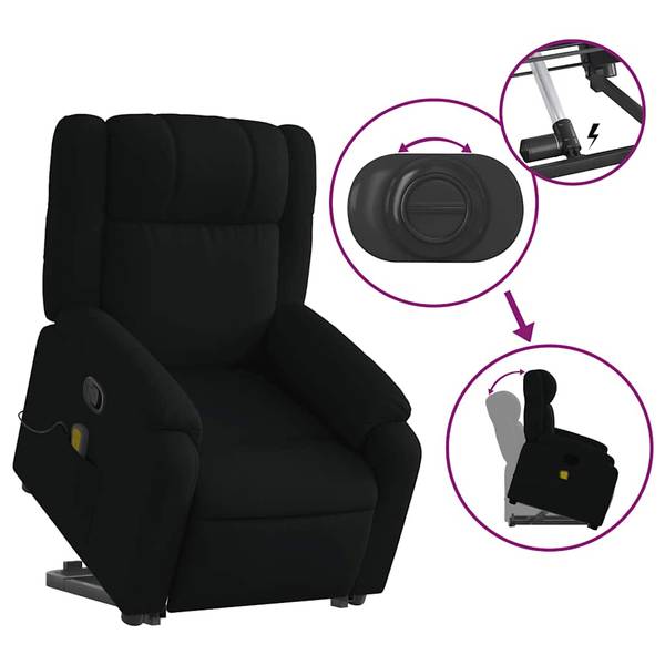 Massagesessel mit Aufstehhilfe 3032397-2 Schwarz