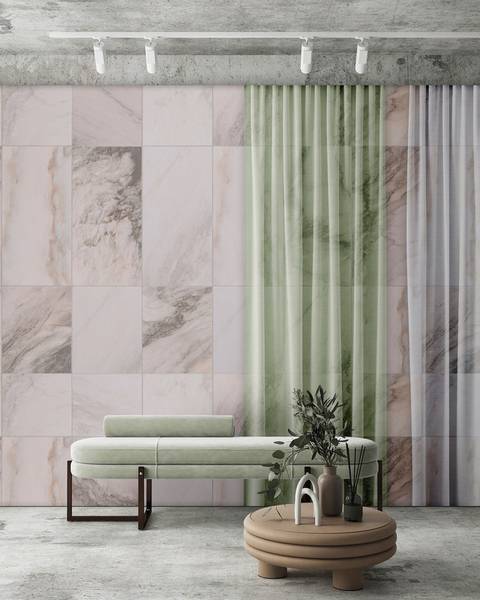 Fototapete Nova 2 Walls by Patel Beige - Grau - Grün - Weiß - Fleece - 400 x 270 x 1 cm