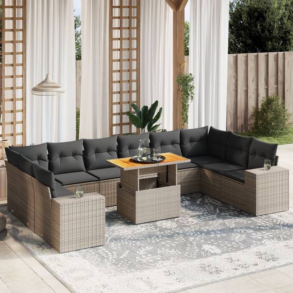 Salon de jardin 3037214-1 (lot de 11) Gris foncé - Gris