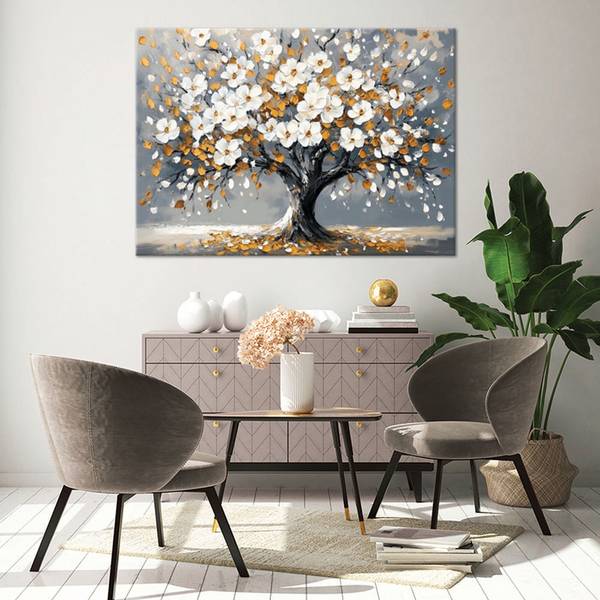 Wandbild baum des lebens blumen blätter 60 x 40 cm