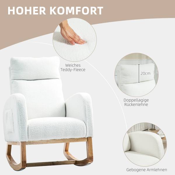 Schaukelstuhl 83B-112V00CW Weiß - Textil - 96 x 107 x 70 cm
