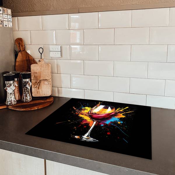 HERDABDECKPLATTE Graffiti Wein Rot - Vinyl - 59 x 52 x 1 cm