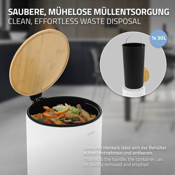 Mülleimer HEIMAR Weiß - Metall - 29 x 63 x 37 cm