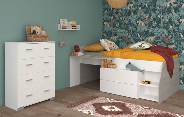 Kinderzimmer Milky16 2-teilig Weiß - Holzwerkstoff - 135 x 106 x 203 cm
