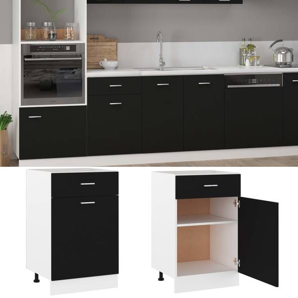 Unterschrank 3016496_deb9 Schwarz - Holzwerkstoff - 50 x 82 x 46 cm