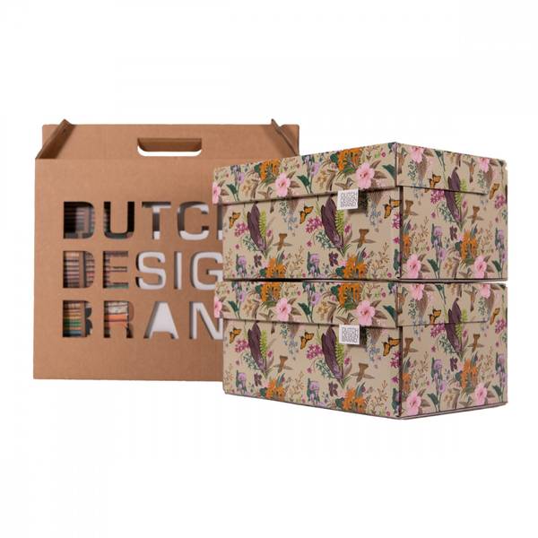 Speicherbox Botanical 2er Set Creme - Orange - Pink - Violett - Fassungsvermögen: 11 L