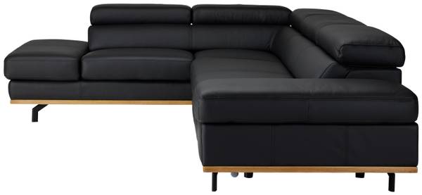 Wohnlandschaft CARMEN LINKS Schwarz - Lederfaserstoff - Textil - Holz teilmassiv - 292 x 72 x 226 cm