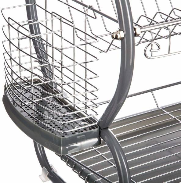2-stufiger Abtropfständer mit Tablett Grau - Metall - 25 x 38 x 55 cm