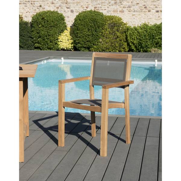 Lot de 2 fauteuils de jardin en teck Marron - Teck - 52 x 89 x 55 cm