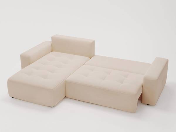 Ecksofa PORTLAND Beige - Armlehne beidseitig montierbar - Ecke davorstehend links - Ottomane davorstehend links