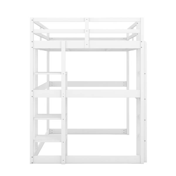 Lit mezzanine avec table Minerva Ⅰ Imitation bois d'ébène - Bois - Blanc - Imitation chêne blanc