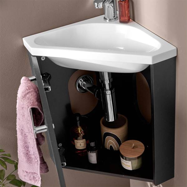 Eckwaschbecken SKINO Schwarz