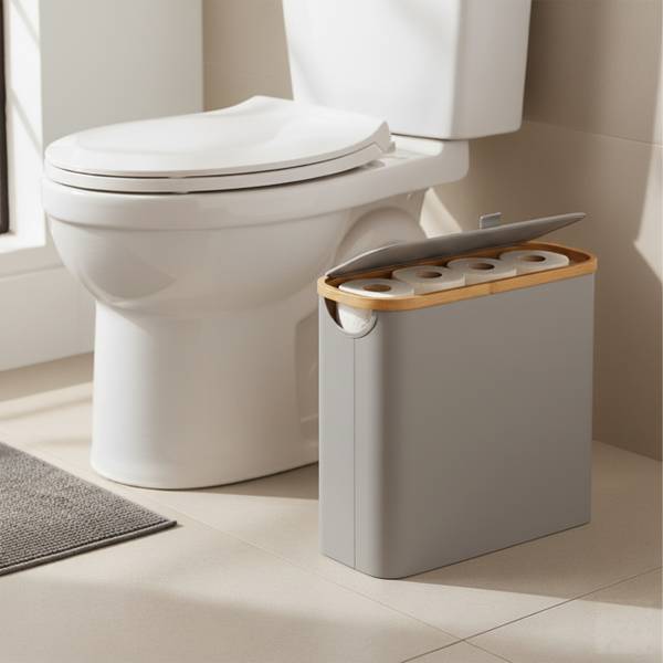 Toilettenpapier Aufbewahrung 12 Rollen Braun - Grau - Polyester - 43 x 38 x 17 cm