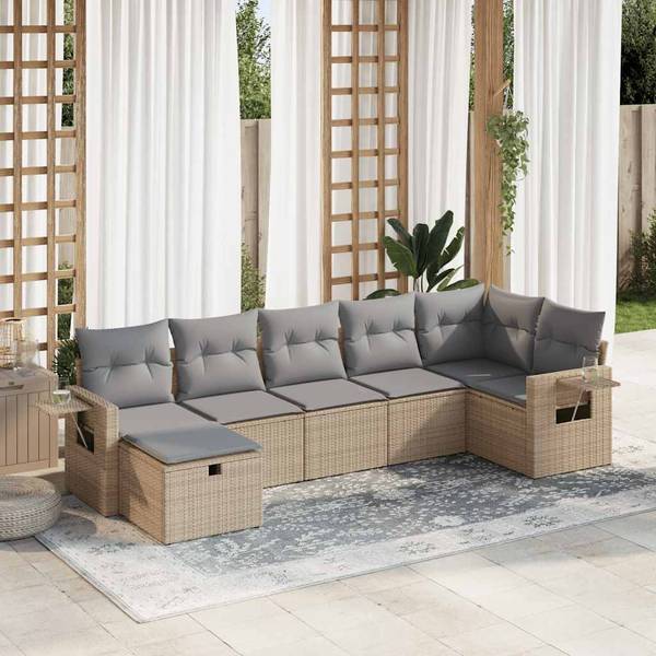 Salon de jardin 3036437-4 (lot de 7) Beige - Gris
