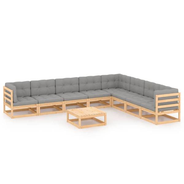 Garten-Lounge-Set 3009840-2 (9-teilig) Braun - Polyester - Kiefer - 70 x 30 x 70 cm
