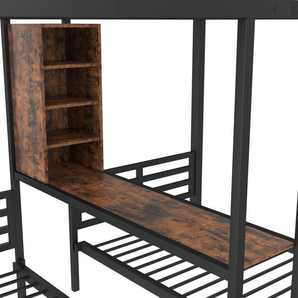 Etagenbett Arya Schwarz - Holzwerkstoff - Metall - 206 x 180 x 226 cm
