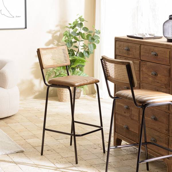Hocker MARCEL 2er Set Braun - Echtleder - 55 x 104 x 45 cm