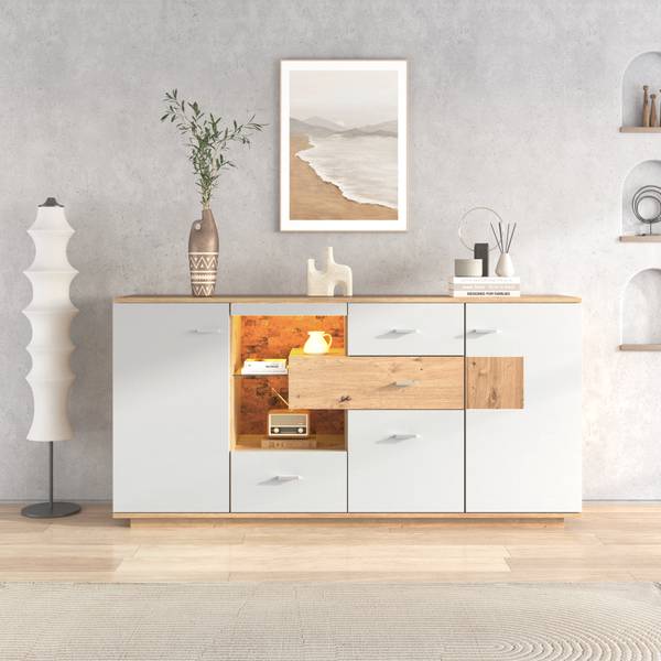 Sideboard M1647 Beige - Holzwerkstoff - 160 x 77 x 40 cm