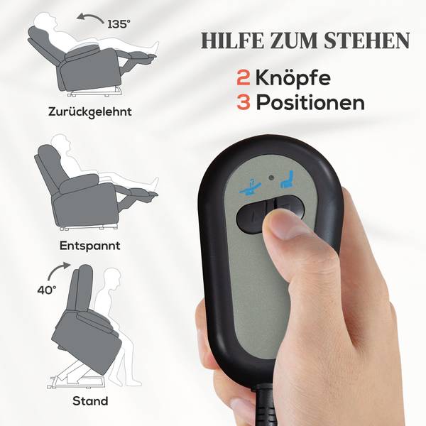 Fernsehsessel 713-192V90CG Grau - Leinen - Polyester - 62 x 105 x 87 cm