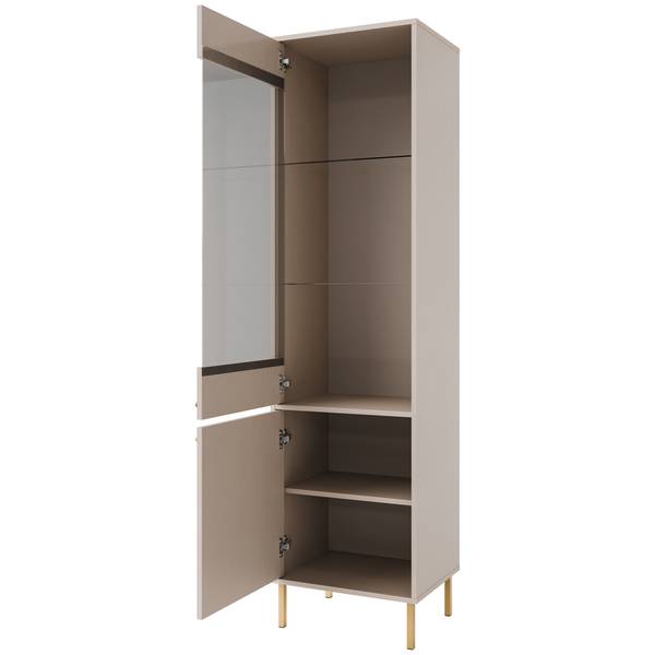 Vitrinekast FLOREN II grijs - plaatmateriaal op houtbasis - 52 x 195 x 41 cm