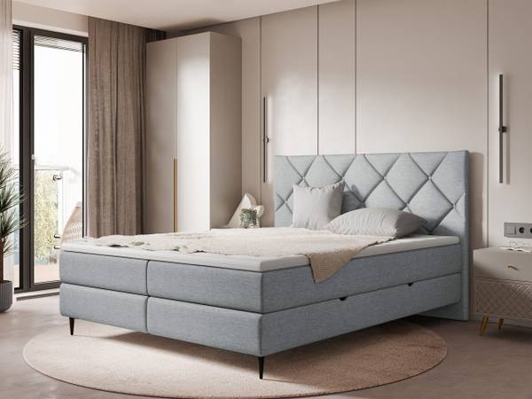 Boxspringbett Letra Schwarz - Grau - Durchmesser: 160 cm