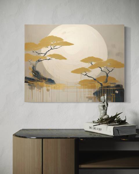 Tableau déco paysage bohème avec arbres 100 x 70 cm