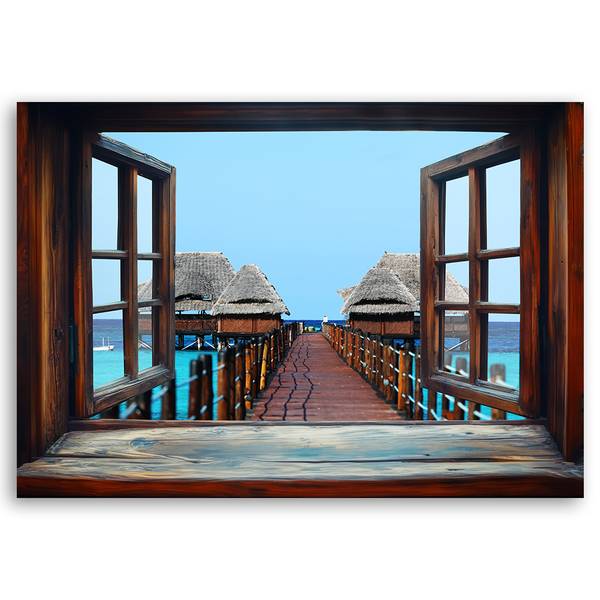 Tableau déco vue depuis la fenêtre 100 x 70 cm