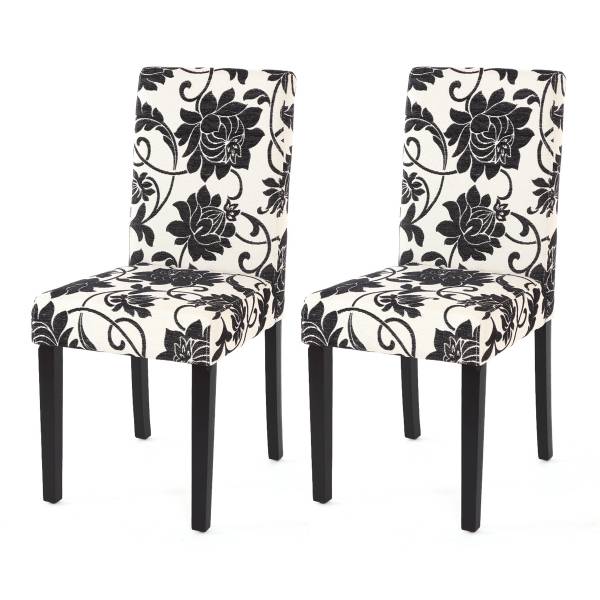Esszimmerstuhl Littau (2er-Set) Schwarz - Weiß - Textil - 43 x 90 x 56 cm