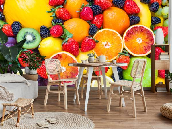 Fototapete Citrus Früchte Orangen Kiwi 100 x 70 x 70 cm