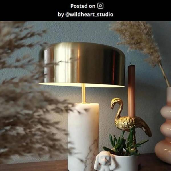 Tischlampe MIRASOL Weiß - Marmor - 25 x 37 x 25 cm