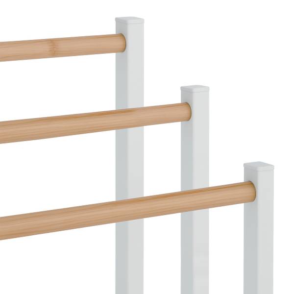 Handdoekrek met 3 bamboe stangen bruin - wit - ijzer - 45 x 76 x 22 cm
