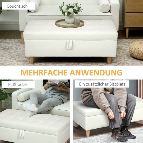 Sitzbank 838-540V01CW Weiß - Textil - 50 x 43 x 115 cm