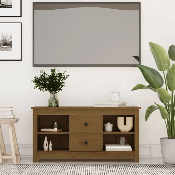 TV-Schrank D612 Braun - Massivholz - 37 x 52 x 103 cm