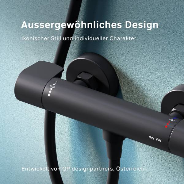 AM.PM Duschthermostat Brausearmatur Schwarz - Messing - 28 x 7 x 10 cm
