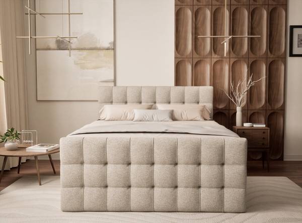 Lit à sommier Serene Beige - Largeur de la surface de couchage : 180 cm