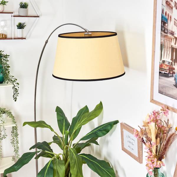 Stehlampe Tamarispa Beige - Schwarz - Webstoff - Aluminium - Marmor - 45 x 170 x 120 cm
