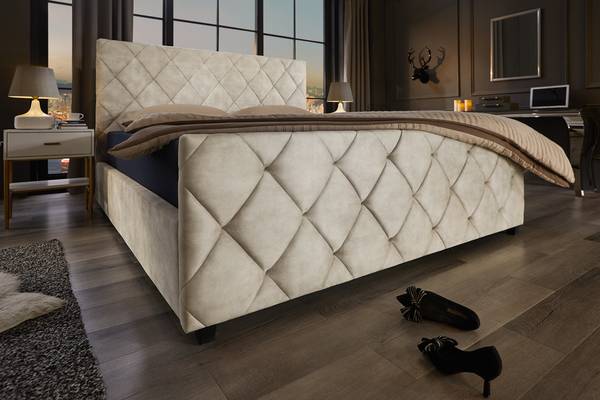 Boxbett ELYSIUM Beige - Samt - 155 x 125 x 220 cm