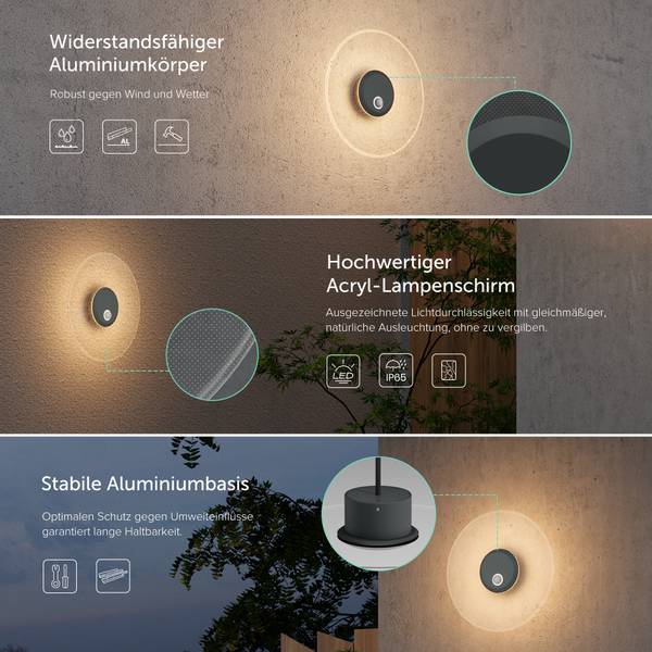 Außenwandleuchten Luna Anthrazit