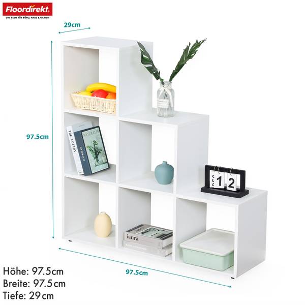 Bücherregal Carolina Weiß - Holzwerkstoff - Massivholz - 98 x 98 x 29 cm