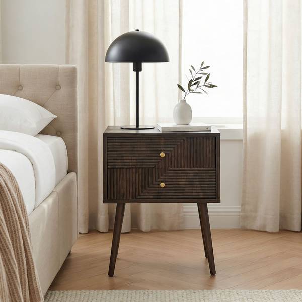 Table de chevet LIVIA Marron - Bois manufacturé - 45 x 60 x 39 cm